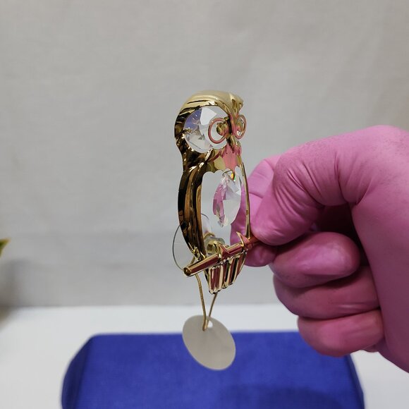 Crystal Delight 24K Gold Plated Owl Suncatcher Austrian Crystals Suction Cup VTG - Picture 4 of 8